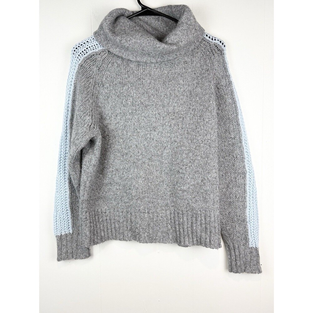 Sundance Women's LG Sweater Gray Blue Turtleneck Boho Cozy Oversized Knit
